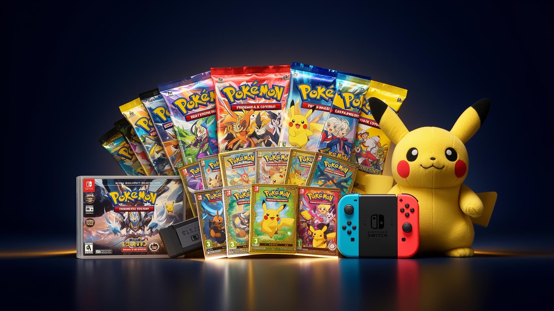 Selección de productos Pokémon: cartas TCG, sobres, Nintendo Switch y figuras